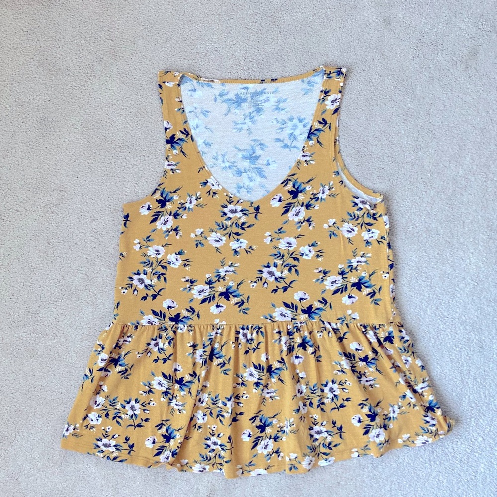 Golden yellow floral peplum